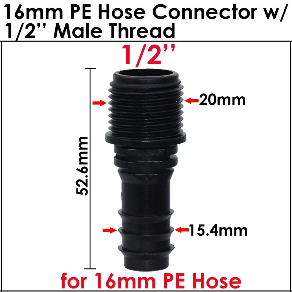 KESLA 4 sztuk 1/2 \'\'i 3/4\'\' męskie złącze gwintowane w/ 16mm 20mm 25mm wąż PE Barb Adapter ogród nawadniania kropelkowego System nawadniania