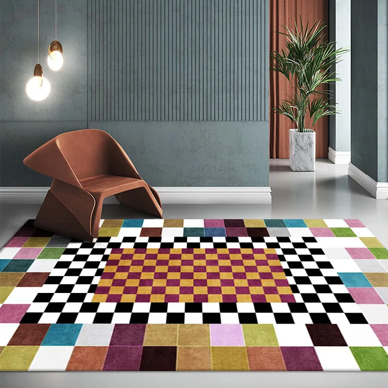 

Home Carpets For Living Room Bedroom Area Rug Nordic Color Lattice carpet in the living room For Kitchen bath Non Slip Floor Mat