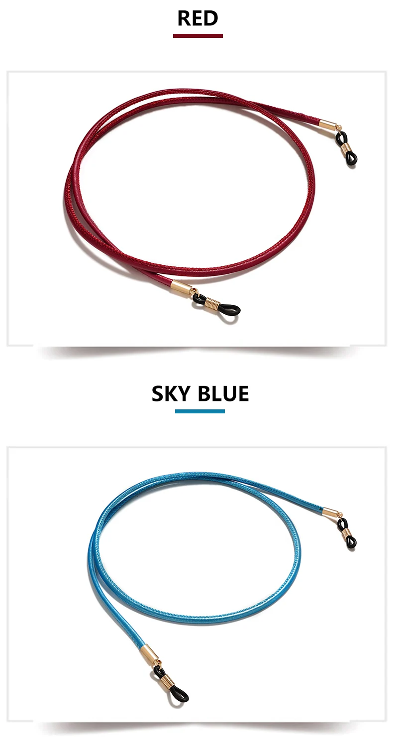 Anti-Rutsch-Premium-PU-Leder String Brille Seil Brille Lanyard dicke Band Kordel halter neue Brillen Kette für Männer Frau – Detail 8