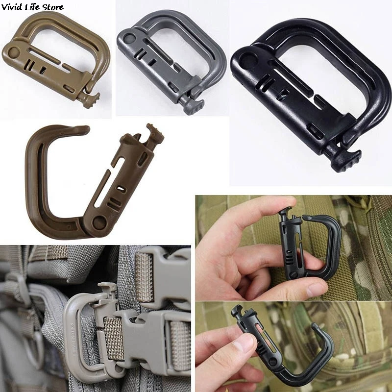 New Practical 4 Colors Molle Tactical Backpack EDC Shackle Carabiner Snap D-Ring Clip KeyRing Locking Wholesale