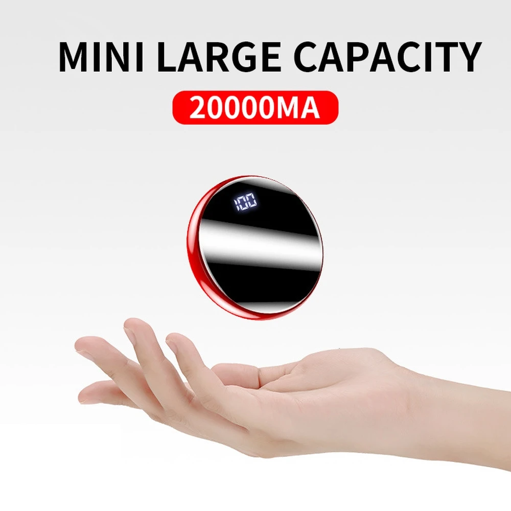 PINZHENG Mini 20000mAh Power Bank For iPhone Xiaomi Power Bank Portable Charger Battery Digital Display USB Powerbank Poverbank