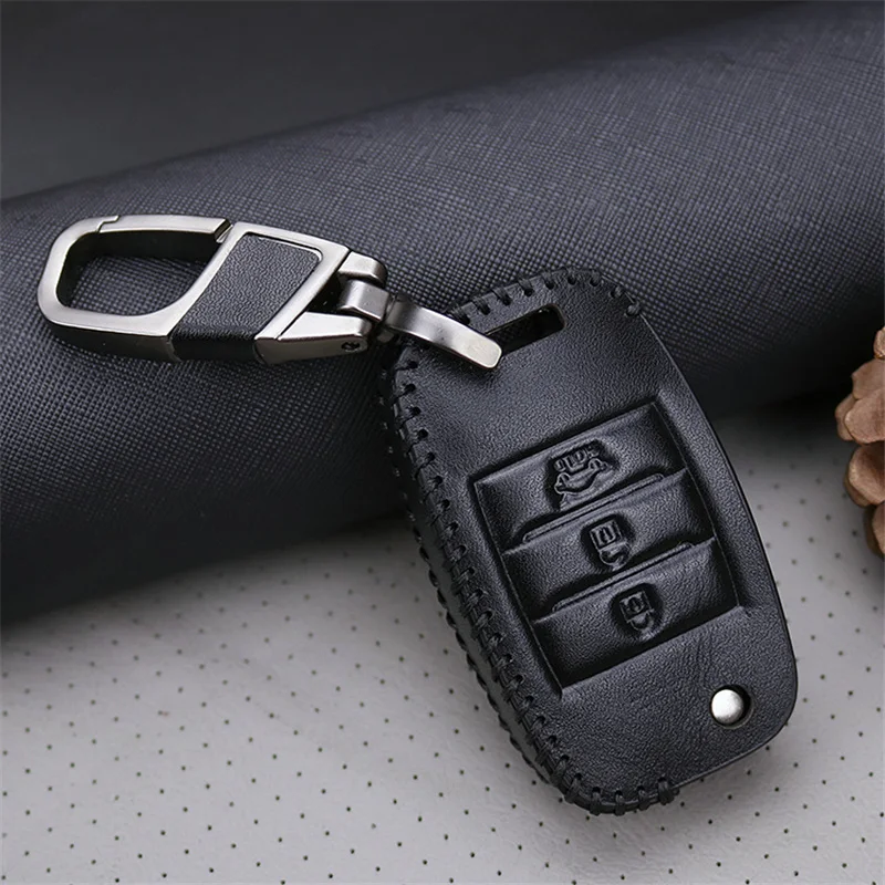 Leather Car Keyring Key Case Cover For Kia Picanto Rio 3 4 Niro K5 Soul Sportage 4 Cerato Ceed JD Seltos K5 2021 Key Accessories