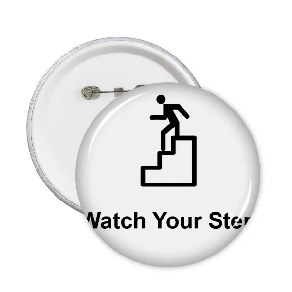 

Watch Your Step Black Symbol Pattern Round Pins Badge Button Clothing Decoration 5pcs Gift