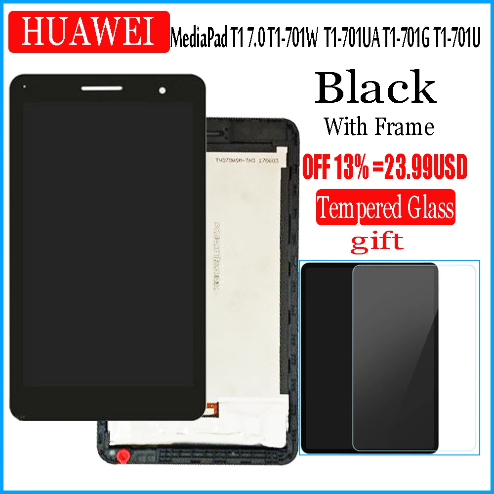 

with Frame LCD Display and with Touch Screen For HUAWEI MediaPad T1 7.0 701 T1-701 701U T1-701U 701UA T1-701UA Digitizer