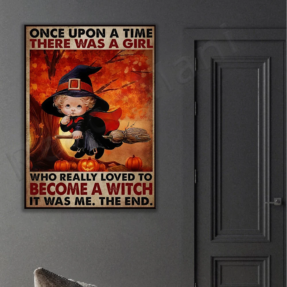 Girl who loves to be a witch poster, halloween poster, witch wall art decoration halloween home gift picture canvas printing
