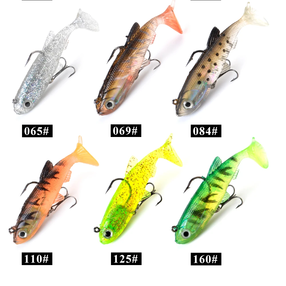 NGB 6/8/10CM 3D-Augen Angelköder mit T-Schwanz, Weicher Hechtköder mit Dreifachhaken, Künstlicher Köder, Jigkopf, Crankbait – Detail 8