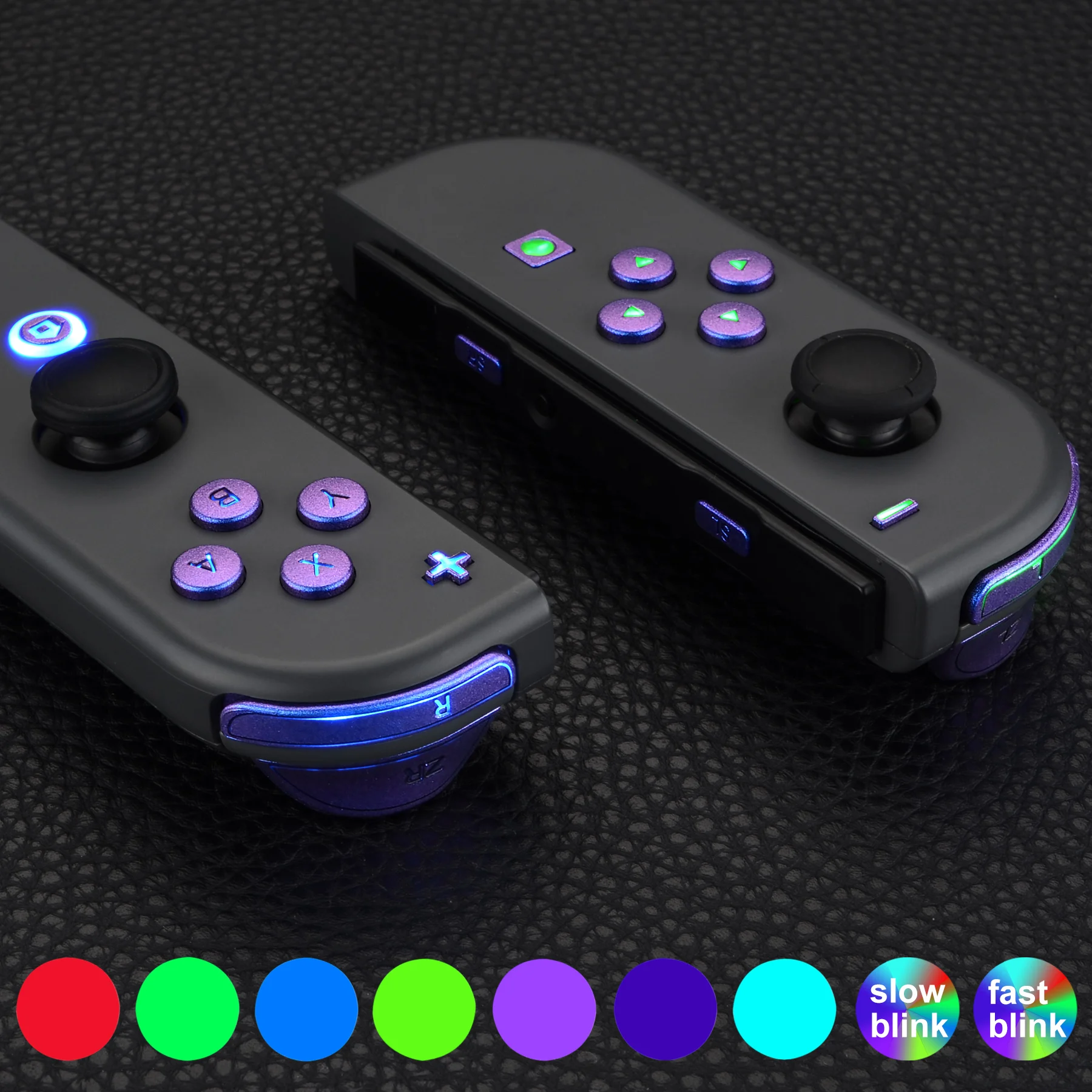 

eXtremeRate 7 Colors 9 Modes DFS LED Kit Multi-Colors Luminated Classical Symbols Face Buttons for NS Switch & OLED JoyCon