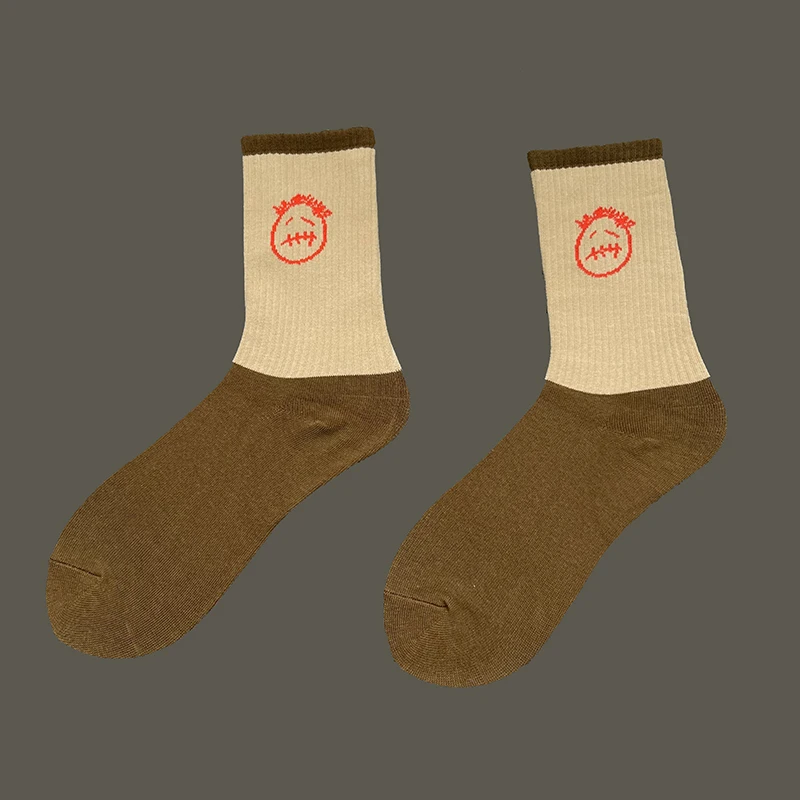 Herren Crew Cactus Jack Socken reine Baumwolle Sport Hip Hop Skateboard weiß/blau/braun Socken Großhandel 3 paare/schachtel Socken – Detail 4