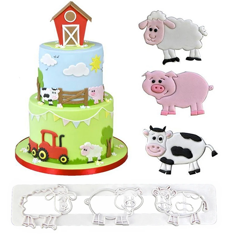 Cartoon Animals Shape Cookie Mould Cute Pig Cow Sheep Dessert Cutter Fondant Cake Decorating Tool For Pastry Biscuit Cake Molds