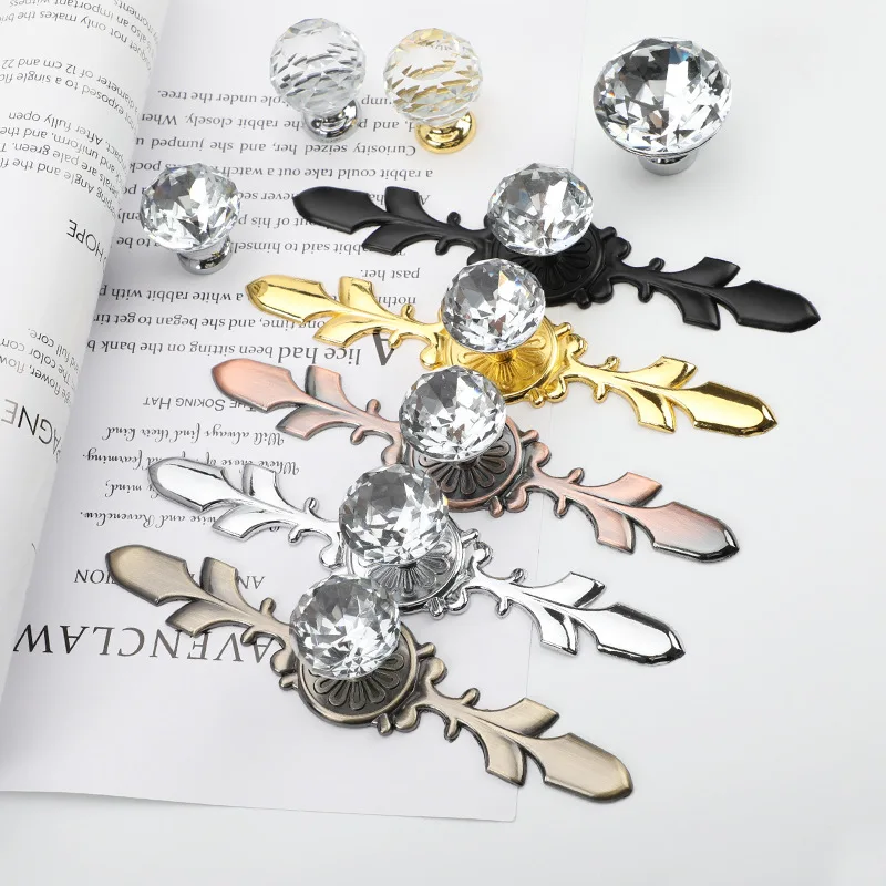 JD Luxury Diamond Crystal Handles Shoebox Cabinet Furniture Handles Closet Door Drawer Knobs Wardrobe Pulls Hardware