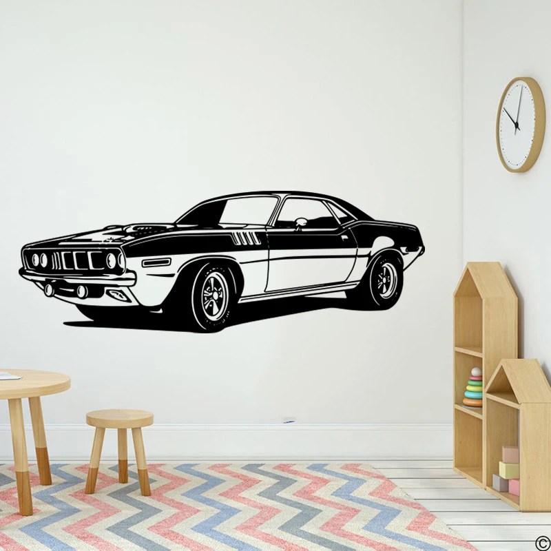 Large Mustang Muscle Car For Ford Wall Sticker Racing Sport Car Vehicle Auto Wall Decal Bedroom Kids Room Vinyl Home Decor