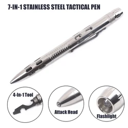 7-In-1 Edelstahl Tactical Pen Led Licht Multi Werkzeug Schraubendreher Für Selbstverteidigung Notfall Glas breaker Outdoor Camp Geschenk