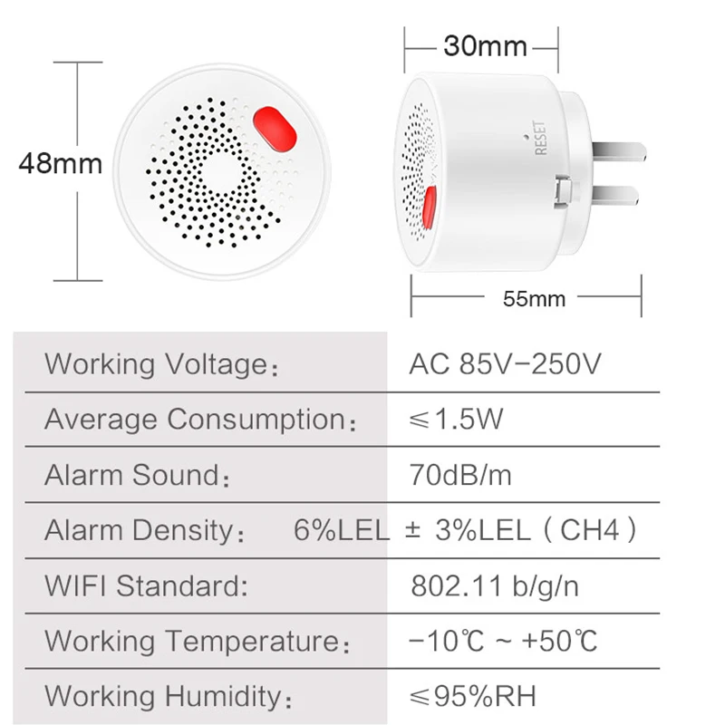 Tuya smart WIFI mini Gas Detektor Mit stecker Brennbaren Haushalt Smart Gas Alarm Sensor Wifi Home Alarm System Smart Leben APP