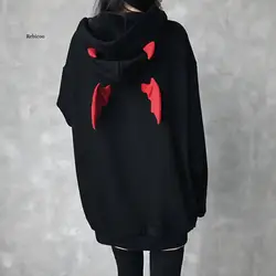 Spring Autumn Women Sweatshirts High Street Harajuku Cute Hoodies Punk Gothic Devil Horn Chic Hooded Pullover Loose Sweat Hoodie