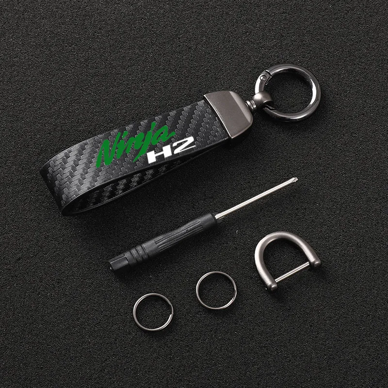 Carbon fiber motorcycle key chain key ring For Kawasaki Ninja H2 Motorcycle Badge Keyring