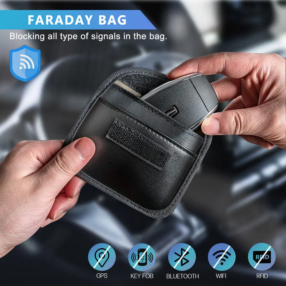 Mini Car Faraday Bag Signal Guard Blocker single layer/dual layer PU Leather Keyless RFID Bag Signals Blocking Pouch