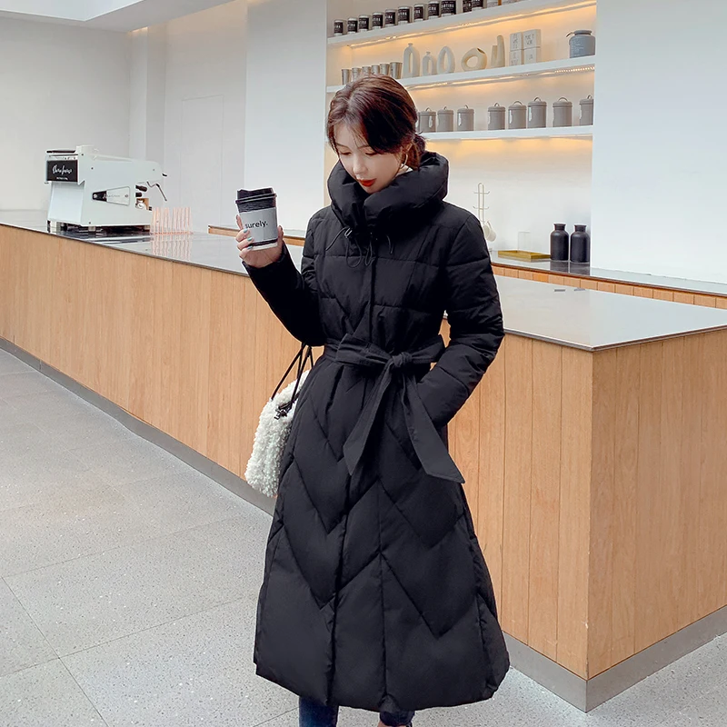 The new down cotton ladies waisted parka coat winter coat keeps warm thick thick winter coat ladies long-sleeved coat thick coat