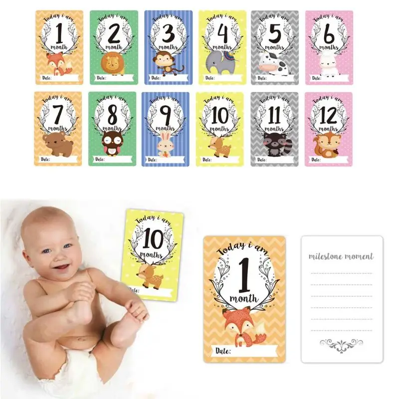 12 Vel Milestone Foto Sharing Kaarten Gift Set Baby Leeftijd Kaarten-Baby Milestone Kaarten, baby Foto Kaarten-Pasgeboren Foto