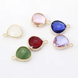 Wholesale 12p Fat Heart Charms Quartz Crystal Opal Blue Purple Birthstone Pendants for Necklace Bracelets DIY Jewelry Connectors