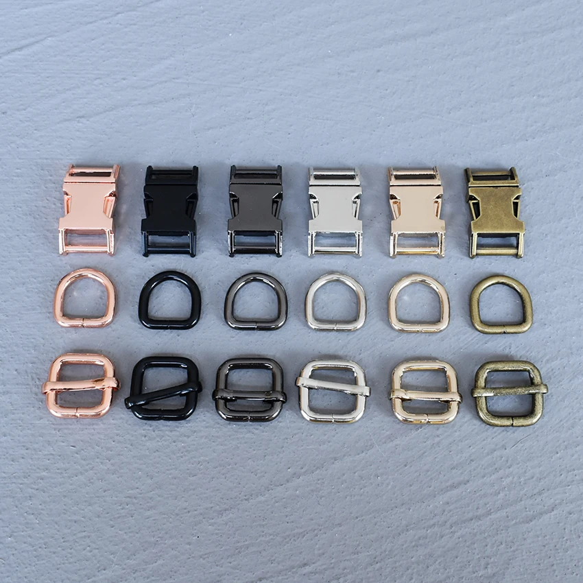 1 set 15mm metal buckle adjust buckle D ring 3-piece plated Straps Webbing Garments Dog Collars Top Quality Zinc Alloy 6 colour