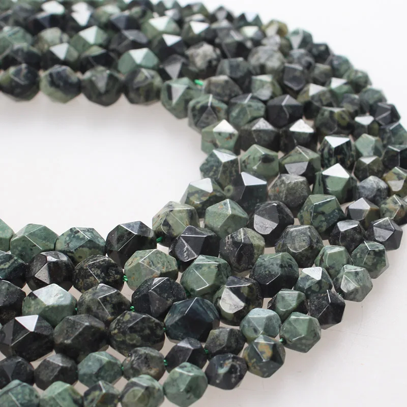 Natural Stone Beads Big Faceted Green Polar Jade Loose Beads 6 8 10mm Beads For Bracelets Necklace Jewelry Making