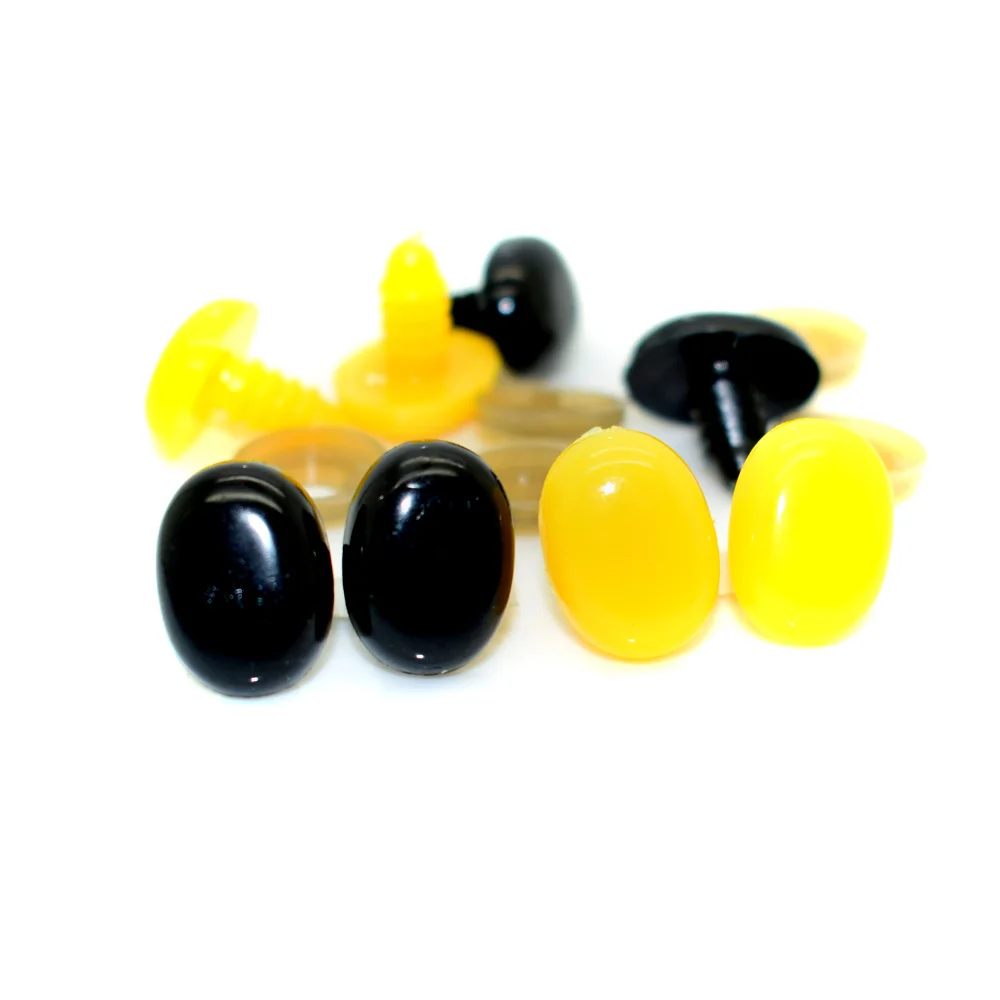 50pcs 17*12mm Oval Black/Yellow Safety Eye / Plastic Doll eye Handmade Accessories For Koala Bear Nose Doll Animal Puppet Making