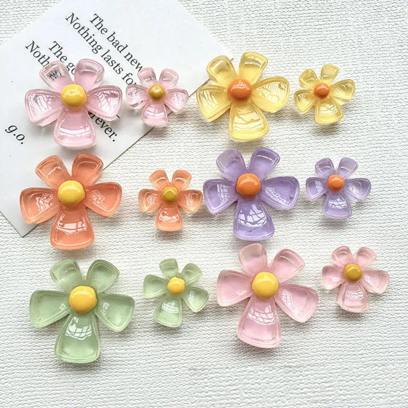 

100pcs Creative Transparent lovely flower pendants Earrings Drop charm Ear Studs headdress tag DIY
