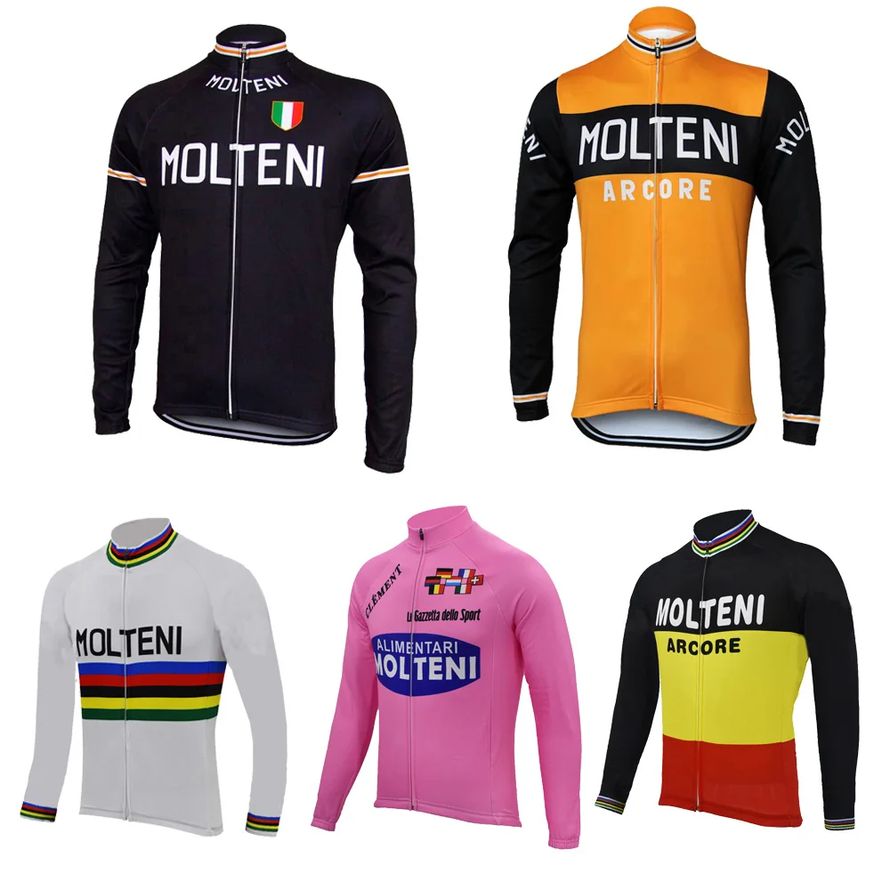 multiple choice molteni cycling jersey men long sleeve winter fleece wool & no fleece bike wear black bicycle clothing