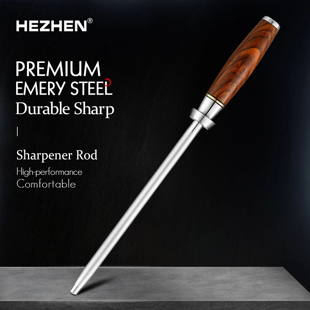 

HEZHEN Master Series Kitchen Knife Sharpener Rod High Carbon Steel Srayed Emery Kitchen Tools Gift Box