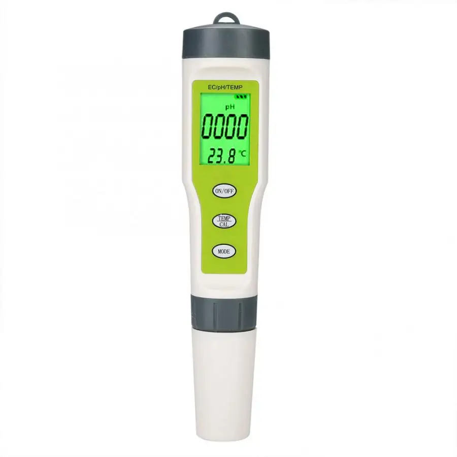 Pen Type 3 in 1 Portable Digital EC PH TEMP Temperature Meter Water Quality Tester Water Meter Counter with Backlight LCD Meter