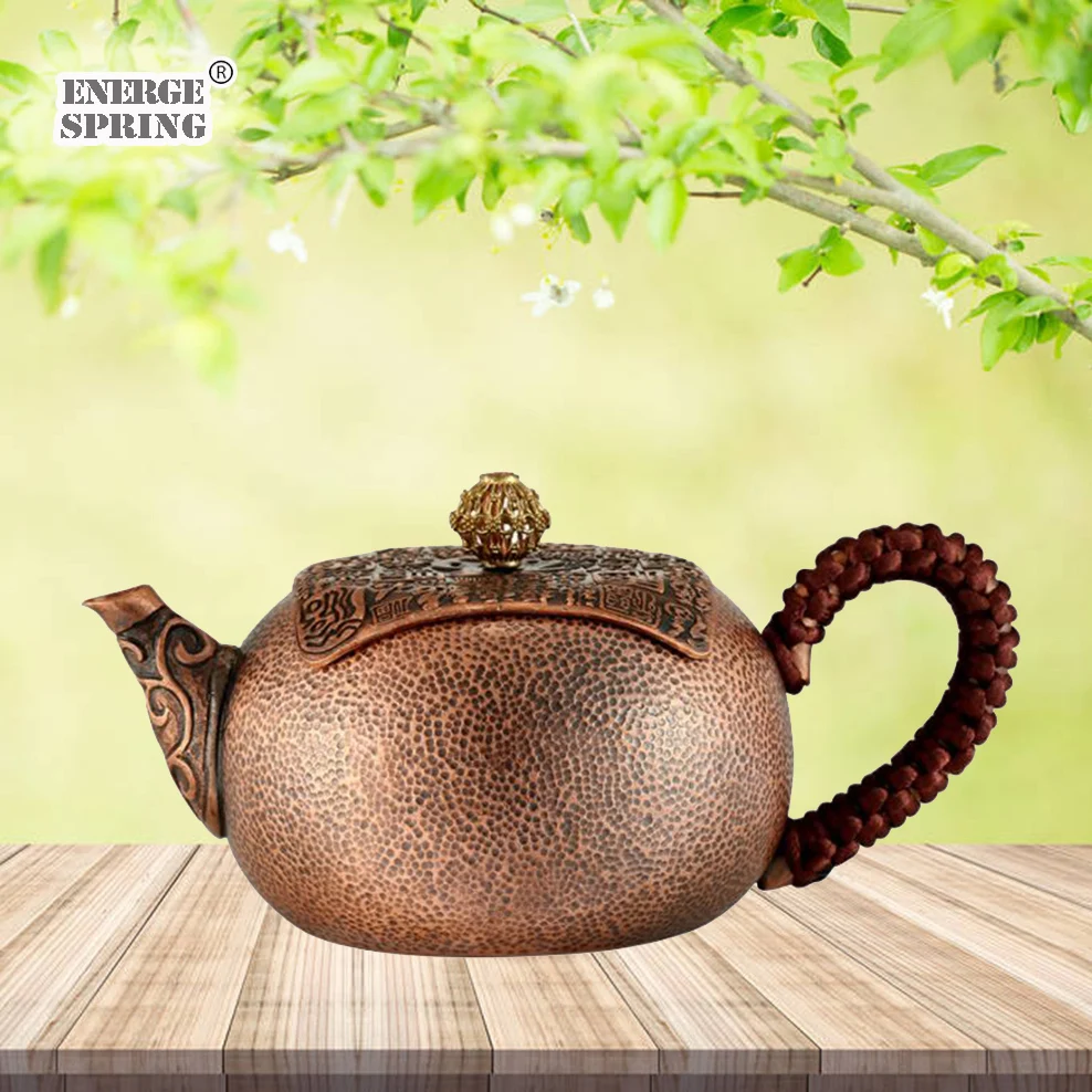 

Pure Red Copper Teapot 200ML Small Copper Pot Handmade Hammer Brewing Tea Pot Tea Infuser Health Kung Fu Tea Set