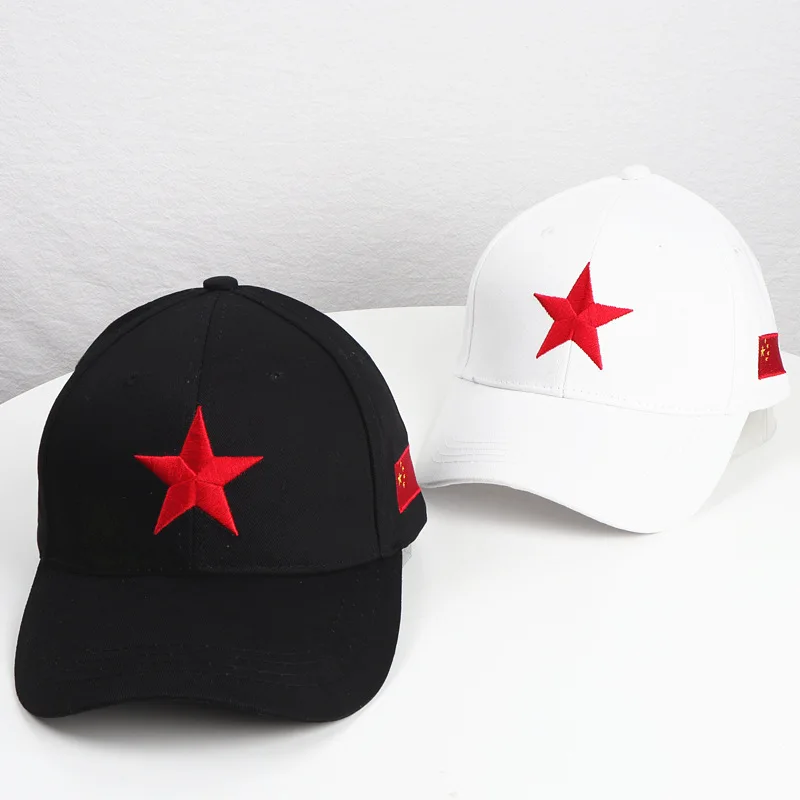 Summer Men\'s And Women\'s Baseball Cap High Quality Red Five Pointed Star National Flag Embroidery Baseball Cap Sun Shading Hats