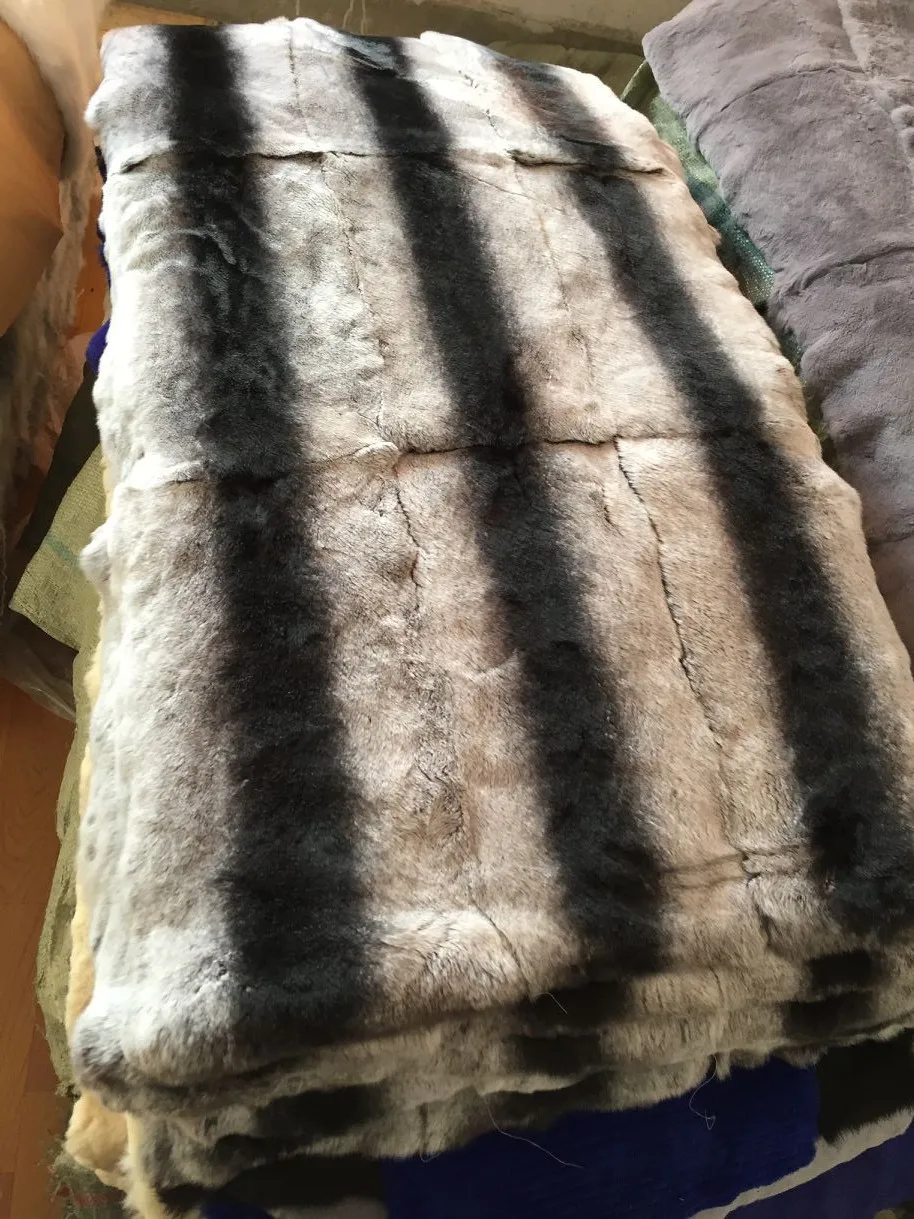 Natural Rex Rabbit Fur Blanket Chinchilla Color Raw Material DIY Genuine Fur Skins Hand Made Plate Factory Price R10