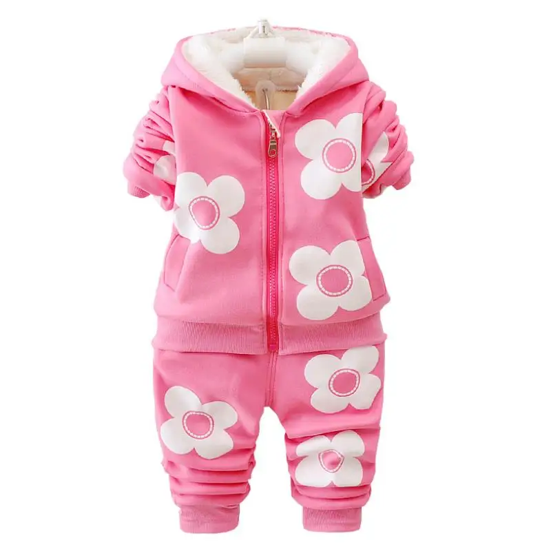 2023 New pattern Autumn and winter Baby Girls Clothes Set printing fashion Hoodied Suit Children Cardigan Keep warm Suit 0-5Y