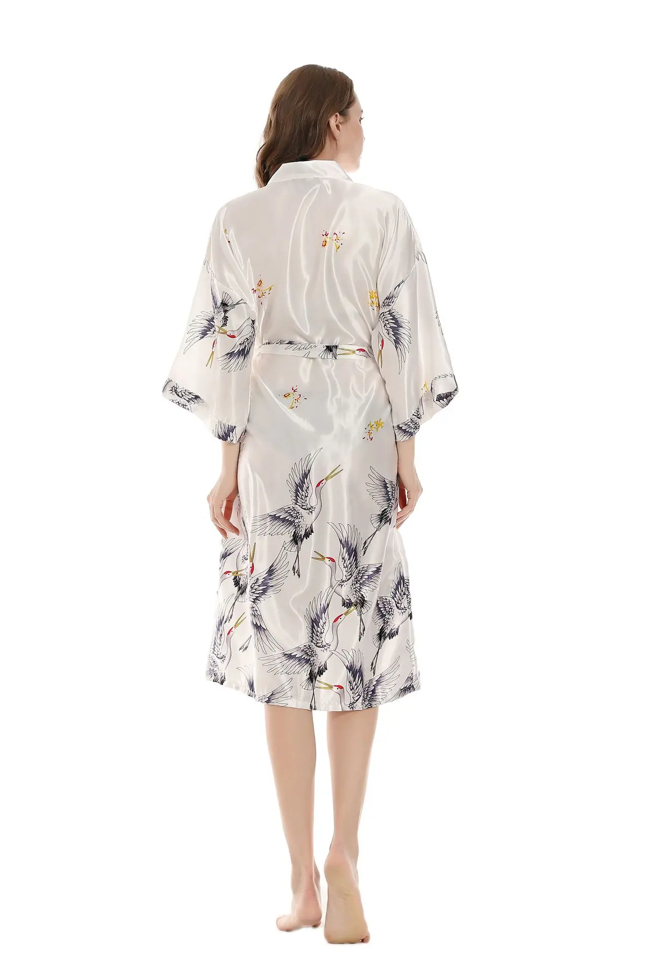 Bata larga kimono de rayón para dormir para mujer, ropa de lencería femenina, para novia y dama de honor, con bolsillo, estilo albornoz y vestido de