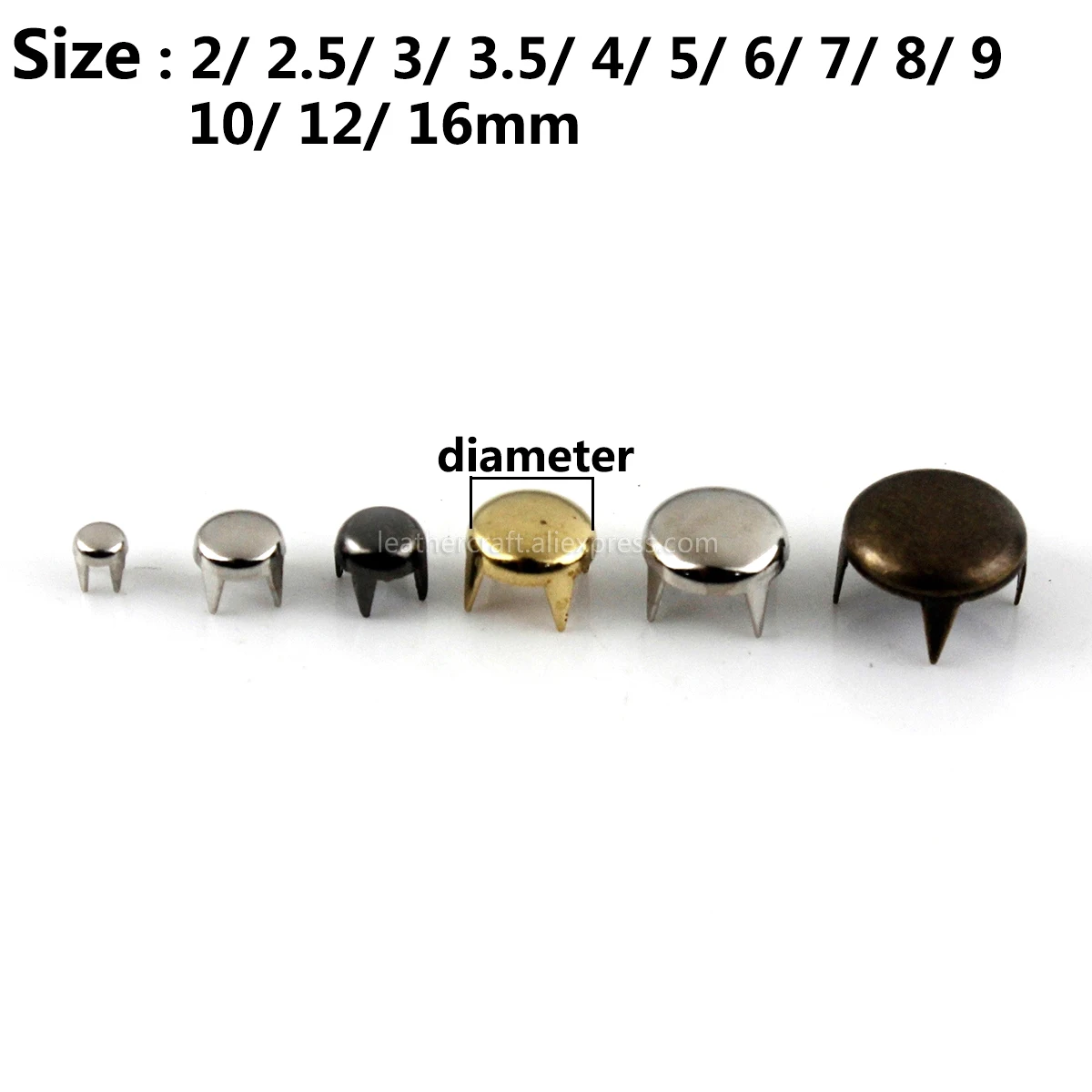 100sets Metal Round Cap Claw Rivets Studs Leather Craft Bag Belt Garment Shoes Collar Decor Accessories 13 Sizes