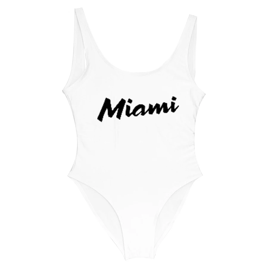 Miami Print Letter Swimsuit Swimwear women One Piece Swimsuit biquini Beachwear bikinis woman badpak  swim wear 11 color