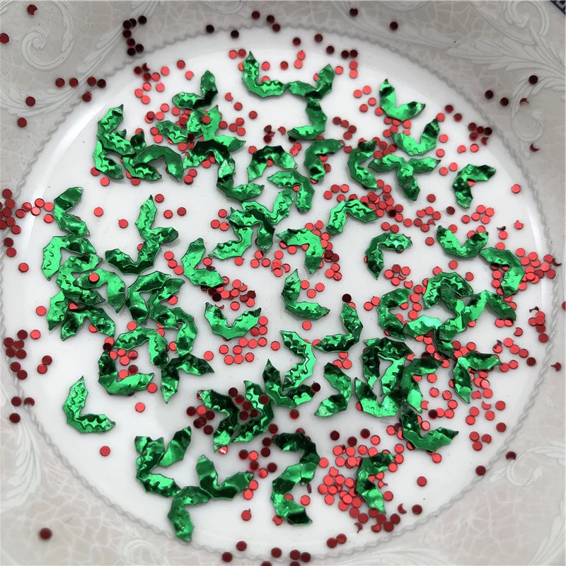 30g/Lot Christmas Holly Berry Sequins Glitter Paillettes For DIY Nail Craft,Craft Making, Wedding Decoration confetti Wholesale