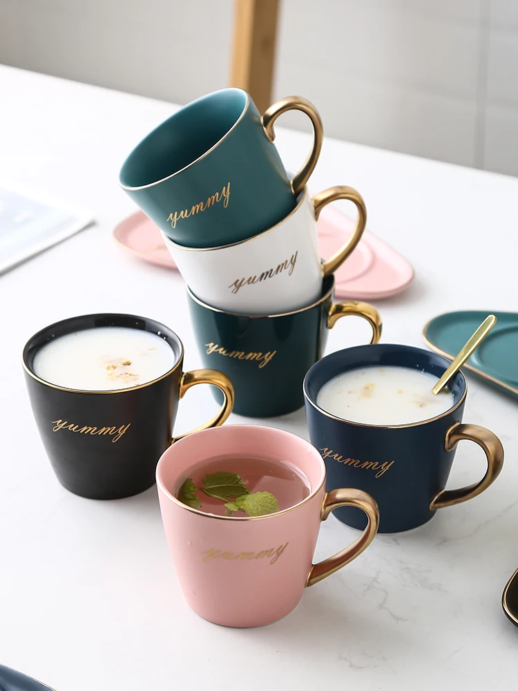 European Luxurious Ceramic Office Coffee Cup And Saucer Set Milk Tea Mugs Birthday Couples Gifts Friends Cup With Spoon Gift Box