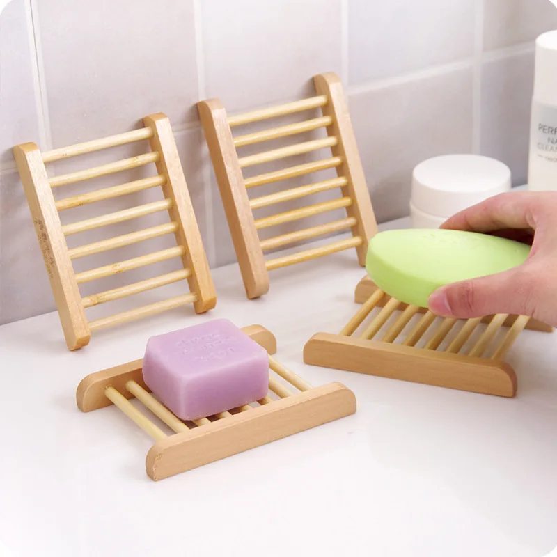 1Pc Handmade Wooden Soap Box Frame Creative Contracted Bathroom Toilet Soap Natural Bamboo Drop