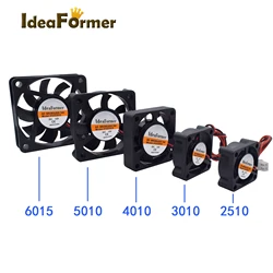 3D Printer Onderdelen Cooling Fans 2510/3010/4010/5010/6015Mm Borstelloze Cooler Fan Dc 5/12/24V Met 2Pin Dupont Draad Zwart Plastic