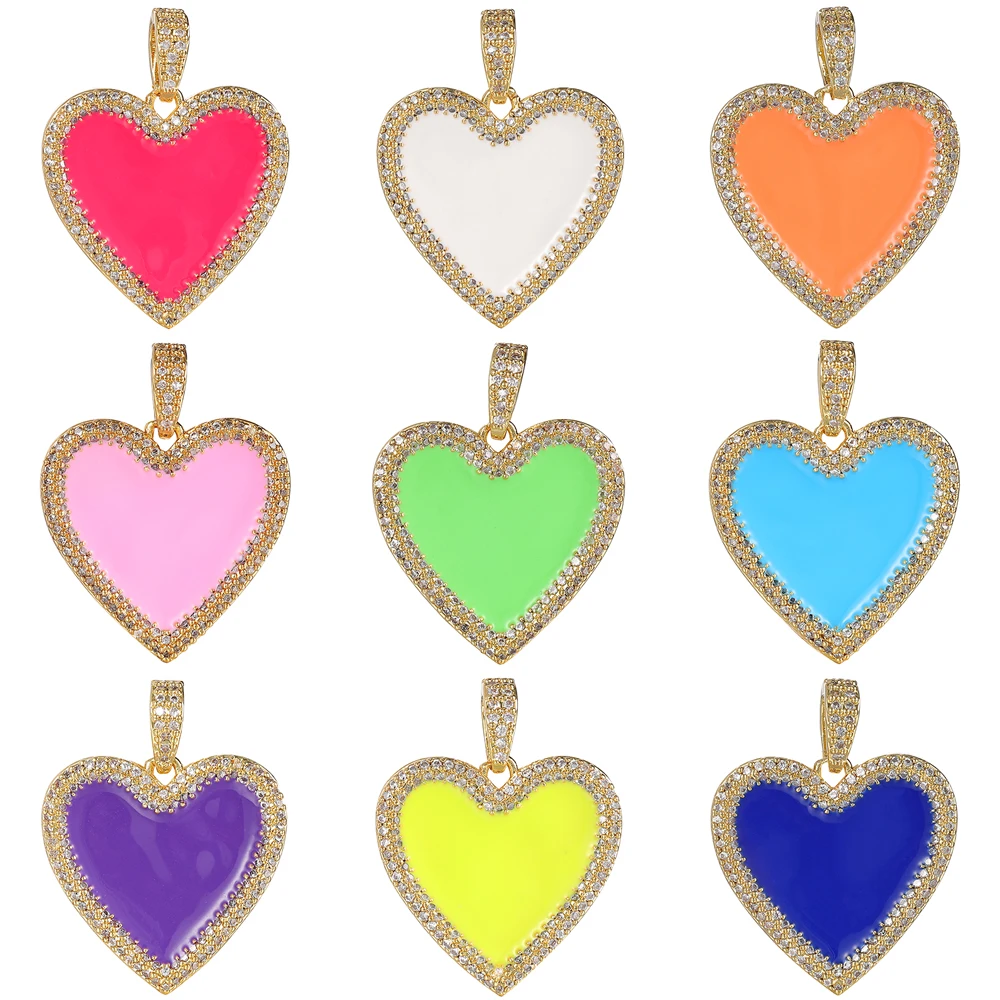 Juya DIY 18K Real Gold Plated Enamel Greek Evil Eye Love Heart Charms For Handmade Christmas Lovely Candy Pendant Jewelry Making image 4