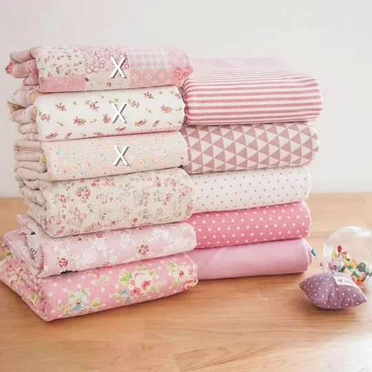 Pink Bundle Pink Linen Cotton Fabric Bundle- Pink Fabric Bundle, 10 Fat 8th Quarters Pieces each 13\