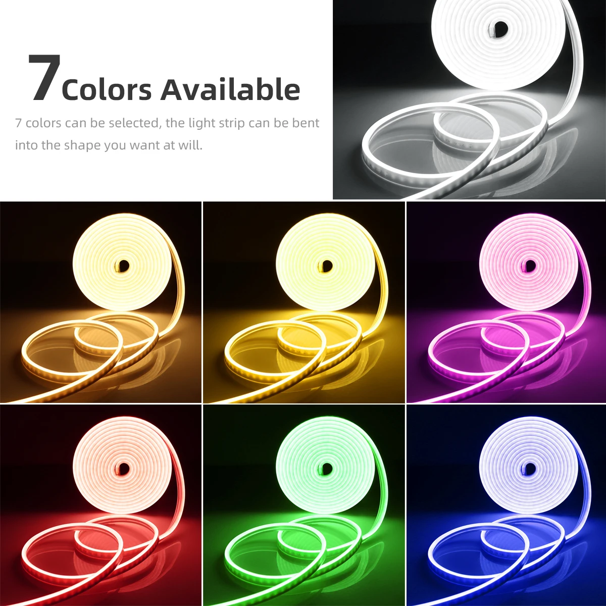 12V Neon LED Strip Light with RF Remote Control Waterproof Flexible Rope Tube Lamp for Bedroom Living Room Wardrobe Cabinet Deco