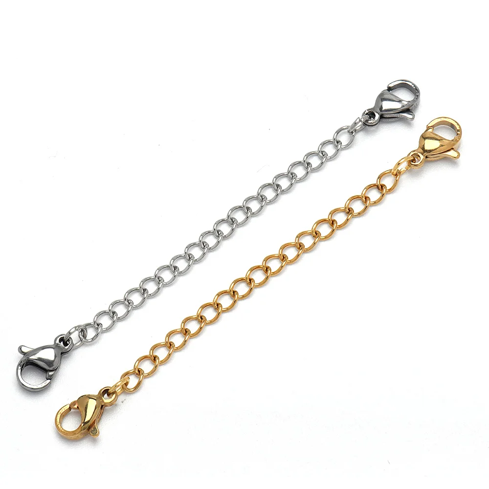 5Pcs Stainless Steel Necklace Extenders Bracelet Anklet Extension Chains with Lobster Clasps and Closures for Jewelry Making