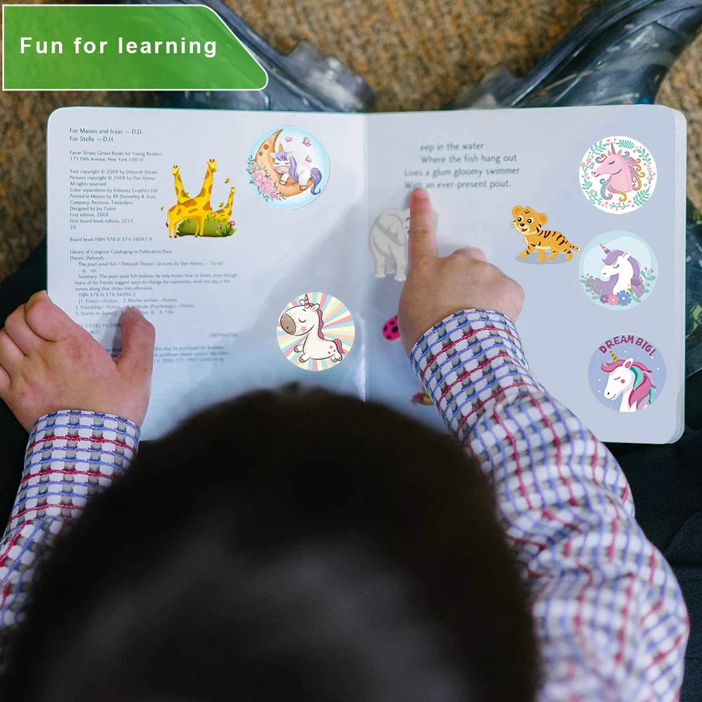 Unicórnio adesivo bonito recompensa animais adesivos 100-500 pces para crianças brinquedo clássico decoração escola professor incentivo adesivos