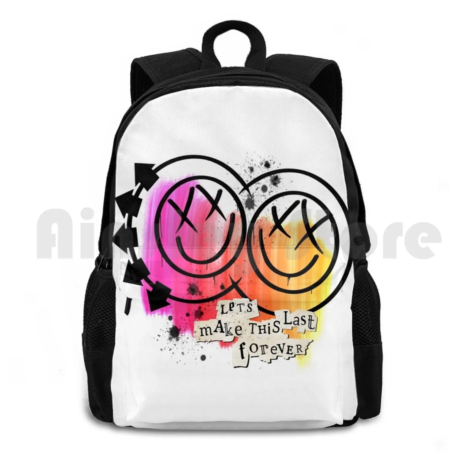 Let's Make This Last Forever Outdoor Hiking Backpack Riding Climbing Sports Bag Music Punk Not Dead Band Guitar Bass Drums