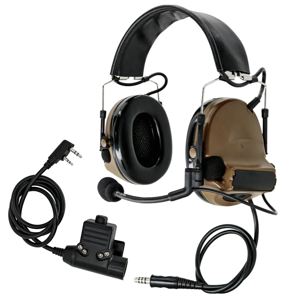 

Tactical Headset Noise Reduction Electronic Pickup Headphone Protect Hearing COMTAC II Headset and Tactical Ptt U94 Kenwood Ptt