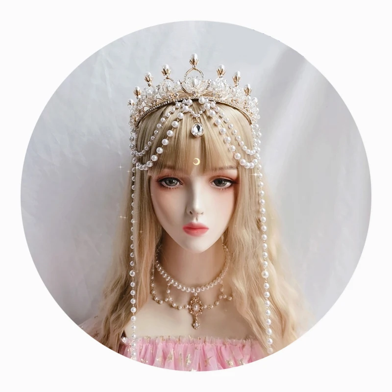 DIY Kit Angel  Feather Wings Gothic Lolita Halo Crown Cross Headband Virgin Bead Chain Tiara Headwear for Christmas Party