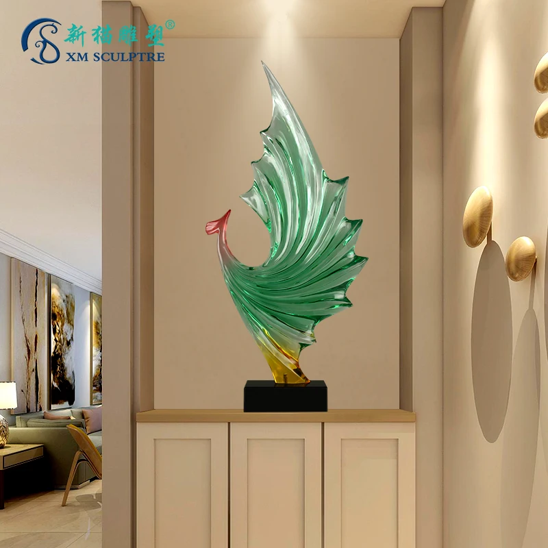 

Abstract Phoenix sculpture decoration hotel lobby model room soft decoration modern transparent resin indoor art